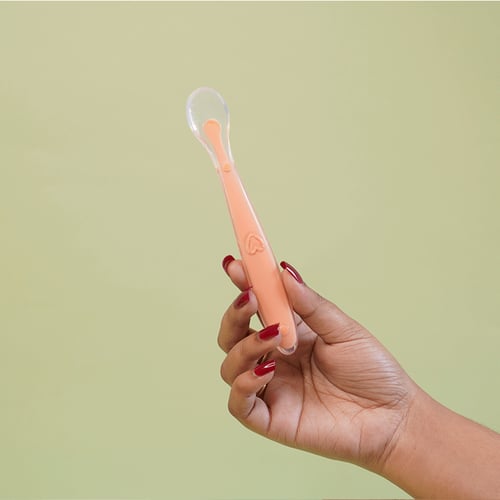 Baby Sillicone Feeding Spoon - Peach Fuzz