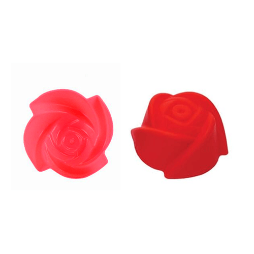 Rose Shape Cup-Cake Baking Silicon Cup - Red