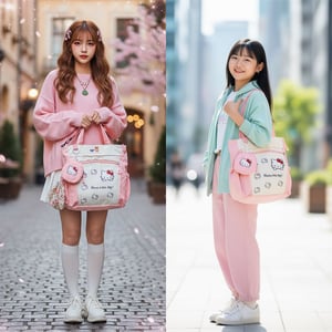 Hello Kitty Shoulder Bag With Coin Pouch - Pink