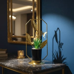 Golden Leaf And Butterfly Succulent Plant Frame Pot