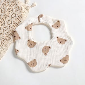 Baby Bear Head Solid Color Cute Pattern Baby Bibs (240019)