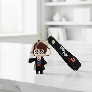 Harry Potter Cartoon Rubber Key Ring - Black