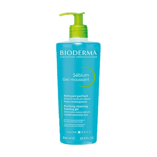 Bioderma Sebium Gel Moussant Purifying Cleansing Foaming Gel for Combination to Oil Skin 500ml •