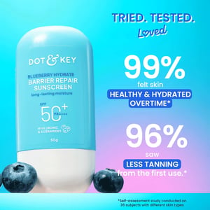 Dot & Key Blueberry Hydrate Barrier Repair Sunscreen SPF 50+ with Hyaluronic and Ceramides PA+++ 80g•