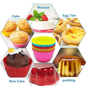 Wave Shape Cup-Cake Baking Silicon Cup - Pink