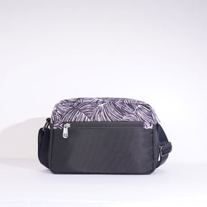 Stripelnc Ladies Crossbody Bag - Black & White Leaf