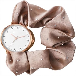 Stone Fashionable Scrunchie Watch For Women - Silky Tan