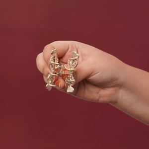 Heart Leaf With Stone Hair Clip - Pink