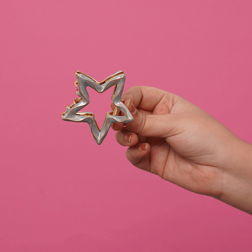Star Shape Metal Hair Clip - Silver