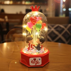 Romantic Couple LED Dome Lamp With Heart Balloons