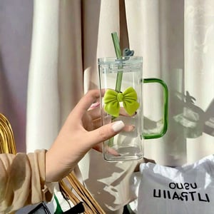 Square Shape Pookie Mug With Straw & Lid - Green