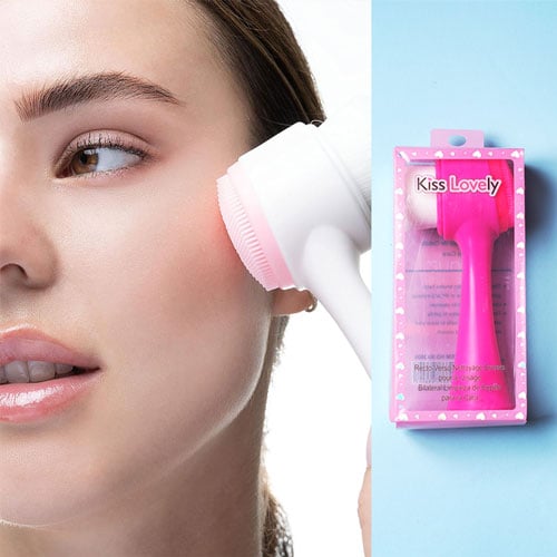 Kiss Lovely Facial Cleansing Brush - Hot Pink
