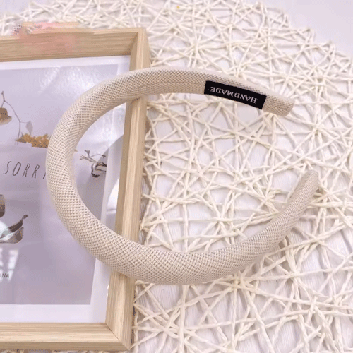 Padded Fabric Headband - Beige