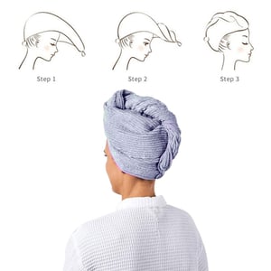 Ultra Soft Hair Wrap & Fleece Bath Towel - Blue