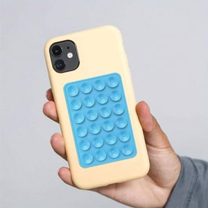 Adhesive Silicone Suction Phone Holder - Sky Blue