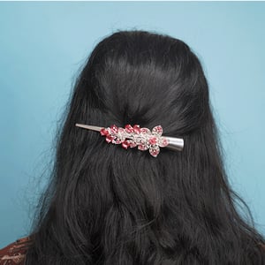 Flower Shape Rhinestone Hair Clip - Fuchsia