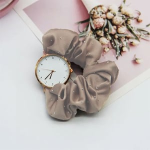 Stone Fashionable Scrunchie Watch For Women - Silky Tan