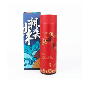 Floral Printed Water Bottle 500ml - Red •