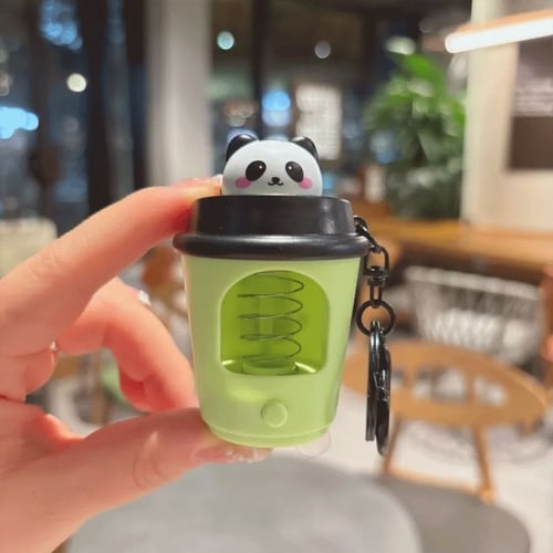 Spring Head Pop Up With Light Keyring - Green panda
