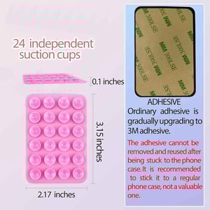 Adhesive Silicone Suction Phone Holder - Pink