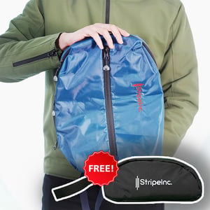 Stripelnc Mini Travel Backpack - Muted Blue