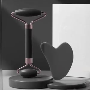 Daily Facial Massage Roller With Gua Sha - Black