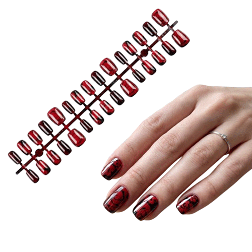 Premium False Nails 30pcs - Black Rose