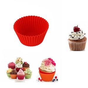 Wave Shape Cup-Cake Baking Silicon Cup - Red