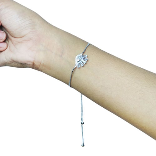 Simple Micro Paved Zircon Thin Bracelet - Silver (T1)