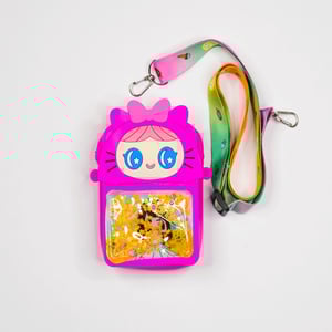 Baby Cartoon Silicon Popit Bag With Stardust - Deep Pink