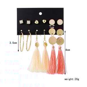 Women's Combination Tassel Earrings Set - 6 Pairs (65)