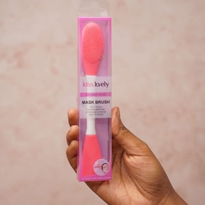 Kiss Lovely Double Silicone Head Facial Mask Brush - Peach Pink