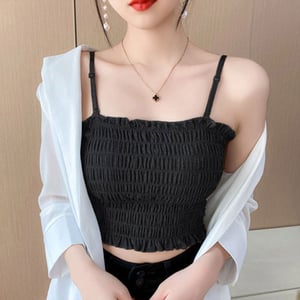 Adjustable Padded Crop Top - Black
