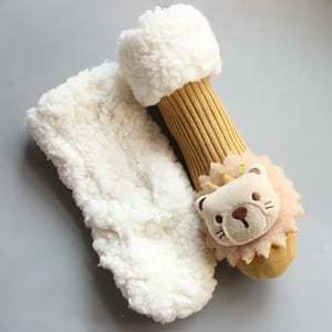 Newborn Baby Cartoon Plush Velvet Mid Tube Socks - Yellow (240057)