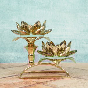 Candle Holder Crystal Glass Flower Decoration