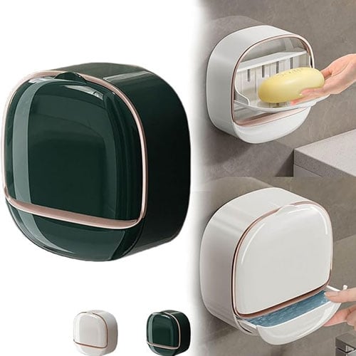 Luxury Waterproof Wall Soap Holder With Drain Tray - Green