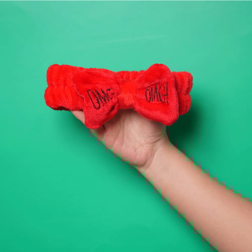 New Ladies Embroidered Makeup Washing Hairband - Red