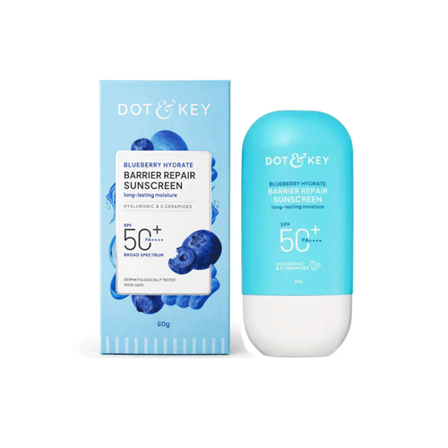 Dot & Key Blueberry Hydrate Barrier Repair Sunscreen SPF 50+ with Hyaluronic and Ceramides PA+++ 80g•