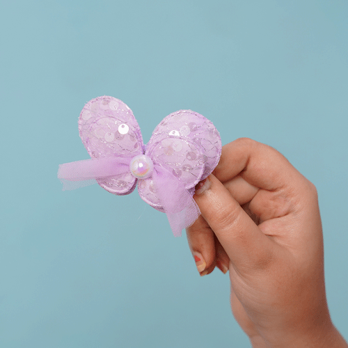 Double Layer Butterfly With Pearl Hair Clip - Purple
