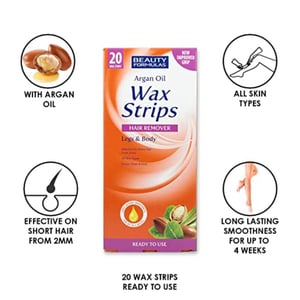 Beauty Formulas Argan Oil Wax Strips Hair Remover 20 Strips •