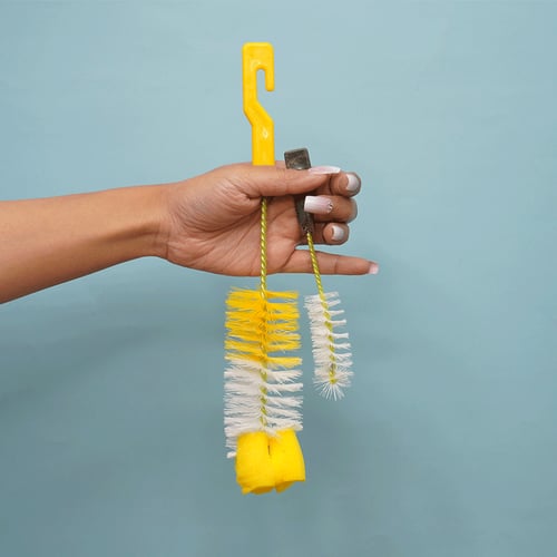 Bottle Cleaning Brush - Yellow & White