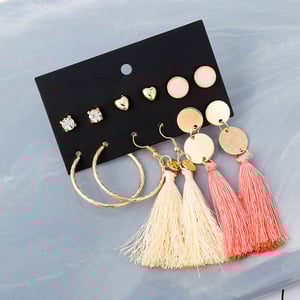 Women's Combination Tassel Earrings Set - 6 Pairs (65)