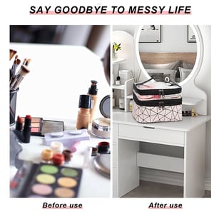 Double Layer Transparent Makeup Storage Bag - Nude Pink
