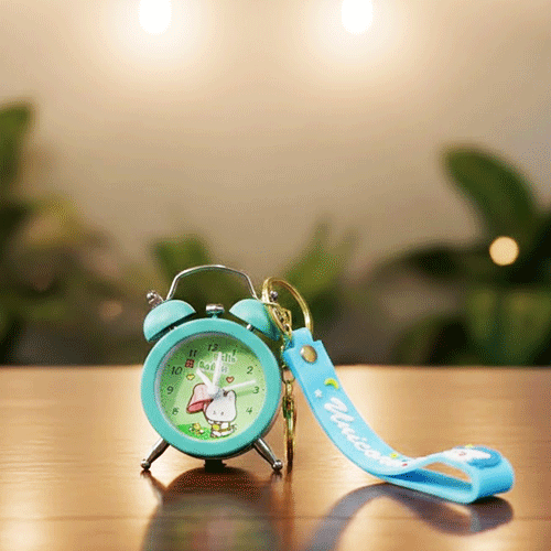Mini Alarm Clock Key Ring - Teal