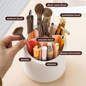360 Rotary Cosmetic Brush Storage Bucket - Pink