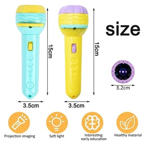 Educational Mini Flashlight Projector With 40 Pattern 5 Slides For Kids - Yellow