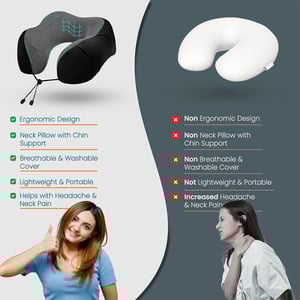 Adjustable Ultra Soft & Comfort Travel Pillow - Black