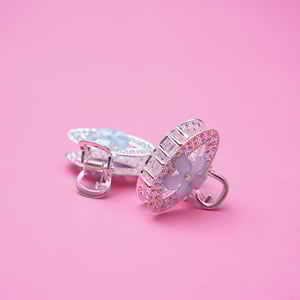 Oval Shape Rhinestone Hair Clip - Sky Blue