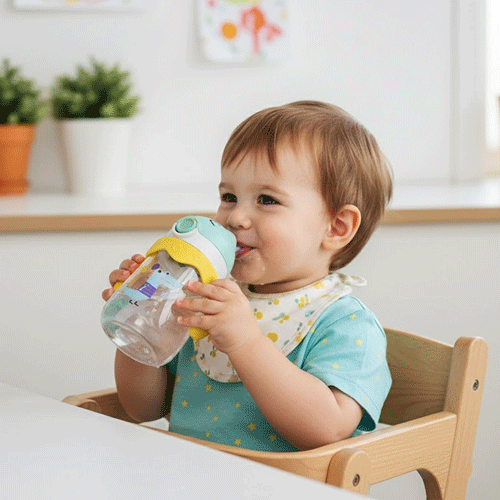 Premium Kids Water Bottle Handle & Straw 350ml - Crocodiles