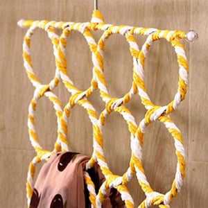 Foldable 28 Ring Scarf Hanger - Yellow White